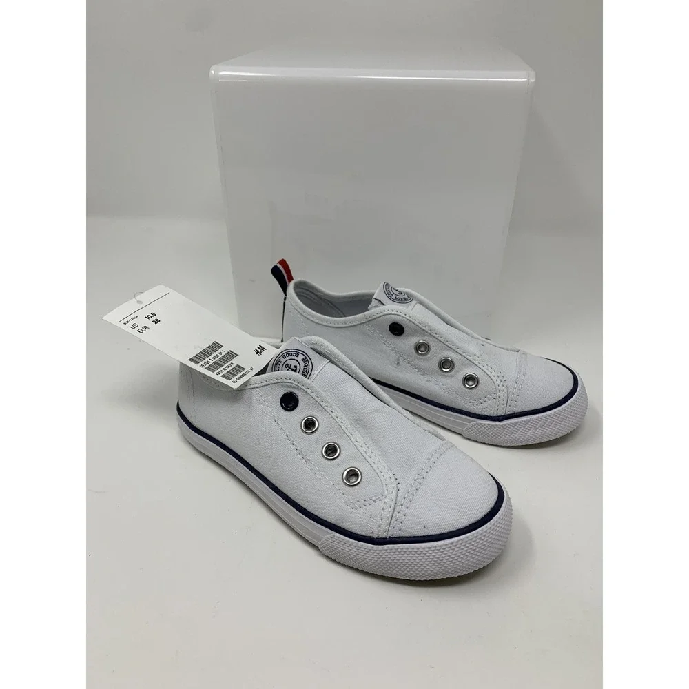 H&M Kids Size 10.5 White Canvas Casual Slip On Shoes